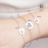  Engravable Circle Bracelet - Sterling Silver Personalised Friendship Bracelet  - Lắc Tay Mặt Tròn Khắc Chữ 1266VTT 1265VTT - Quà Tặng Ý Nghĩa 