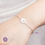  Engravable Circle Bracelet - Sterling Silver Personalised Friendship Bracelet  - Lắc Tay Mặt Tròn Khắc Chữ 1266VTT 1265VTT - Quà Tặng Ý Nghĩa 