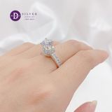  Silver 925 Rings - Nhẫn Bạc 925 - Nhẫn Premium Đá Chủ Cao Ổ Hoa Nhỏ Bản Đá Baguette-P2609NH 