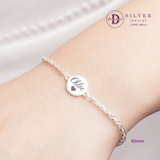  Engravable Circle Bracelet - Sterling Silver Personalised Friendship Bracelet  - Lắc Tay Mặt Tròn Khắc Chữ 1266VTT 1265VTT - Quà Tặng Ý Nghĩa 