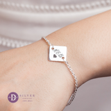  Engravable Square Pendant Bracelet - Sterling Silver Personalised Friendship Bracelet  - Lắc Tay Mặt Vuông Khắc Chữ 1268VTT - Quà Tặng Ý Nghĩa 