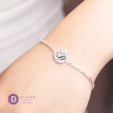  Engravable Hammer Round Bracelet - Sterling Silver Initial Circle Personalised Friendship Bracelet  - Lắc Tay Mặt Tròn Khắc Chữ 1267VTT - Quà Tặng Ý Nghĩa 