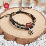  Vòng Dây Thắt Đá  Lu Thống Garnet Và Charm Bạc  925 - Vòng Thắt Dây Thủ Công Đá Phong Thủy 