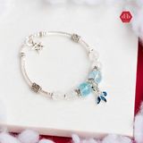  Vòng Đá Topaz Kết Hợp Moon Stone Phối Charm Mermaid Teardrop 