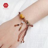  Vòng Dây Thắt Đá Lu Thống Mắt Hổ Và Charm Bạc  925 - Vòng Thắt Dây Thủ Công Đá Phong Thủy 