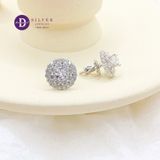  Bông Tai Moissanite Bạc 925 - Bông Tai Nữ Đính Đá Moissanite 5li Kiểu Halo Tròn Full Moi - Moissanite Earrings MBT020 