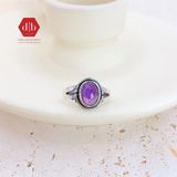  Nhẫn Amethyst Thạch Anh Tím Mirror Gem Đai V - 033SR 