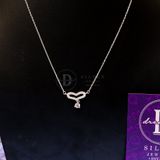  Sterling Silver Necklace-Dây Chuyền Bạc 925 Kiểu Trái Tim Đính Đá Và Viên Đá Rơi - Oval Heart & Falling Stone 201DCH 