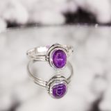  Amethyst Oval Stone Silver Ring - Nhẫn Bạc 925 đá Thạch Anh Tím - 246SR 