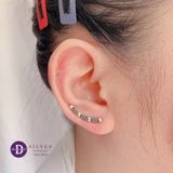  Bông Tai Bạc 925- Hoa Tai Earclimbers Black Braid Tube - Silver 925 Earrings 1455ECB 