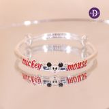  Kiềng Em Bé Bạc 99 - Kiềng Baby Bản Chữ Mickey Mouse Đỏ K032 