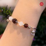  Vòng Đá Phong Thủy - Đá Garnet Kết Hợp Moon Stone Charm Bạc Hồ Ly 