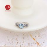  Blue Topaz Gemstone Silver Ring - Nhẫn Bạc 925 Đá Topaz Xanh Trời 014SR 