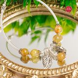  Vòng Đá Thạch Anh Tóc Vàng Phối Charm Tỳ Hưu / Feather Chiêu Tài Lộc 