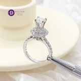  Nhẫn Đá Moissanite Đá Chủ 6.3li - Chop Halo Tròn - Nhẫn Bạc 925 Cao Cấp Đính Moissanite 6mm Sterling Silver Ring 