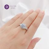  Silver 925 Rings - Nhẫn Bạc 925 -Nhẫn Premium Đá Chủ Ổ Hoa Bản 2 Line Đá-P2608NH 