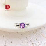  Amethyst Square Stone Braid Line Silver Ring - Nhẫn Bạc 925 đá Thạch Anh Tím - 058SR 