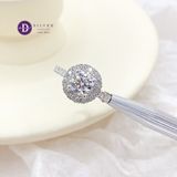  Nhẫn Đá Moissanite Đá Chủ 6.3li - Chop Halo Tròn - Nhẫn Bạc 925 Cao Cấp Đính Moissanite 6mm Sterling Silver Ring 