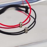  Vòng tay dây thắt Charm Bạc 925 Hoa Hồng Mini - Dây Đỏ/Đen 