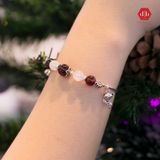  Vòng Đá Phong Thủy - Đá Garnet Kết Hợp Moon Stone Charm Bạc Hồ Ly 