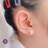  Bông Tai Ngọc Trai Nhân Tạo - Bông Tai Bạc 925  Kiểu Ngọc Trai Đế Dợn Sóng - Mini Wave Pearl 6mm 1205BTH 