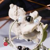  Vòng Đá Thạch Anh Tóc Đen Kết Hợp Đá Moonstone Phối Charm 