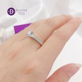  Silver 925 Rings - Nhẫn Bạc 925 - Nhẫn Đá CZ 4 Chấu - Đai Nhẫn 2 Line Đá Trắng-1724NH 