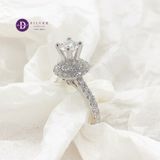  Nhẫn Đá Moissanite Đá Chủ 6.3li - Chop Halo Tròn - Nhẫn Bạc 925 Cao Cấp Đính Moissanite 6mm Sterling Silver Ring 