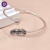 Kiềng Bạc 925 Kiềng Lông Vũ Kiểu Oxidize - Black Feather Silver Bangle K119