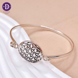  Kiềng Bạc 925 Oxy Hoá Đen Cá Tính Mặt Hoa Văn Đặc Biệt - Pattern Circle Silver Bangle - K200 