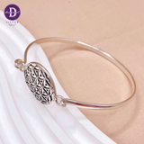  Kiềng Bạc 925 Oxy Hoá Đen Cá Tính Mặt Hoa Văn Đặc Biệt - Pattern Circle Silver Bangle - K200 