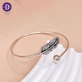  Kiềng Bạc 925 Kiềng Lông Vũ Kiểu Oxidize - Black Feather Silver Bangle K119 