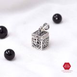  Lucky Flower Cube Box Pendant- Mặt Dây Chuyền Đựng Đá Thiên Nhiên Hộp Vuông Hoạ Tiết Cỏ Bốn Lá - MDC280 