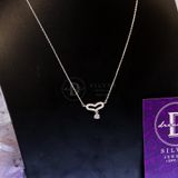  Sterling Silver Necklace-Dây Chuyền Bạc 925 Kiểu Trái Tim Đính Đá Và Viên Đá Rơi - Oval Heart & Falling Stone 201DCH 