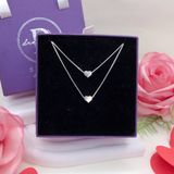  Layer Double Basic Heart Silver Necklace - Dây Chuyền Kiểu 2 Dây 2 Mặt Trái Tim Trơn Bạc 925 - Dây Chuyền Valentine - Ddreamer 159DCT 