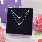  Layer Double Basic Heart Silver Necklace - Dây Chuyền Kiểu 2 Dây 2 Mặt Trái Tim Trơn Bạc 925 - Dây Chuyền Valentine - Ddreamer 159DCT 