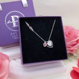  Ruby Red Falling Heart Silver Necklace - Dây Chuyền 2 Trái Tim & Đá Ruby Đỏ Bạc 925 - Dây Chuyền Valentine - Ddreamer 146DCH 