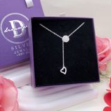  Circle & Heart Silver Necklace - Dây Chuyền Mặt Tròn Đính Đá & Trái Tim Rơi  Bạc 925 - Dây Chuyền Valentine - Ddreamer 173DCH 