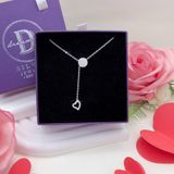  Circle & Heart Silver Necklace - Dây Chuyền Mặt Tròn Đính Đá & Trái Tim Rơi  Bạc 925 - Dây Chuyền Valentine - Ddreamer 173DCH 