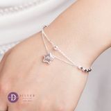  Star Love Silver Bracelet - Vòng Tay Bạc 925 Ngôi Sao & Bi Móc Máy Kiểu 2 Dây- Quà Tặng Giáng Sinh 110VTT 