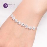  Lắc Tay 8 Bông Hoa Mai 5 Cánh Đá Trắng - 5 White Stone Flowers (Dây Mì) - Sterling Silver Bracelets- 1273VTH 