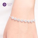  Lắc Tay 8 Bông Hoa Mai 5 Cánh Đá Trắng - 5 White Stone Flowers (Dây Mì) - Sterling Silver Bracelets- 1273VTH 