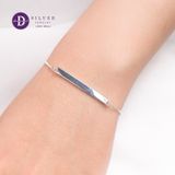  Lắc Tay Bảng Chữ Nhật 4cm Dây Mì Bạc 925- Simple Band Circle Tag Sterling Silver Bracelets- 1276VTT 