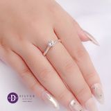  Nhẫn Bạc 925 - Nhẫn Đá Chủ 6 Chấu Uốn Xoắn - Ribbon Princess - Silver 925 Rings - 2536NH 