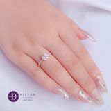  Nhẫn Bạc 925 - Nhẫn Ổ Cao Bản 1 Line Đá - Flower Diamond Button- Silver 925 Ring 2505NH 