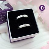  Couple Silver Rings - Nhẫn Cặp Bạc 925 Bản Trơn Đính Đá Chủ & Line Đá - Ddreamer 2238NH 