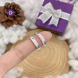  Couple Silver Rings - Nhẫn Cặp Bạc 925 Bản Trơn Đính Đá Chủ & Line Đá - Ddreamer 2238NH 