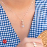  Mặt Dây Chuyền Đá Aquamarine Hỗ Trợ Sức Khoẻ -  Dây Chuyền Nơ Nữ Tính - Dây Chuyền Đá Phong Thuỷ 