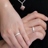  Couple Rings - Nhẫn Cặp 2 Line Sọc và 1 Viên Đá CZ 2583NH 