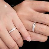  Couple Rings - Nhẫn Cặp Bản Line Đá Chữ L  2581NH 